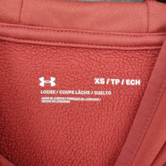 Under Armour Hoodie Sweater Womens Extra Small Red Loose Kangaroo Pocket - Picture 3 of 9
